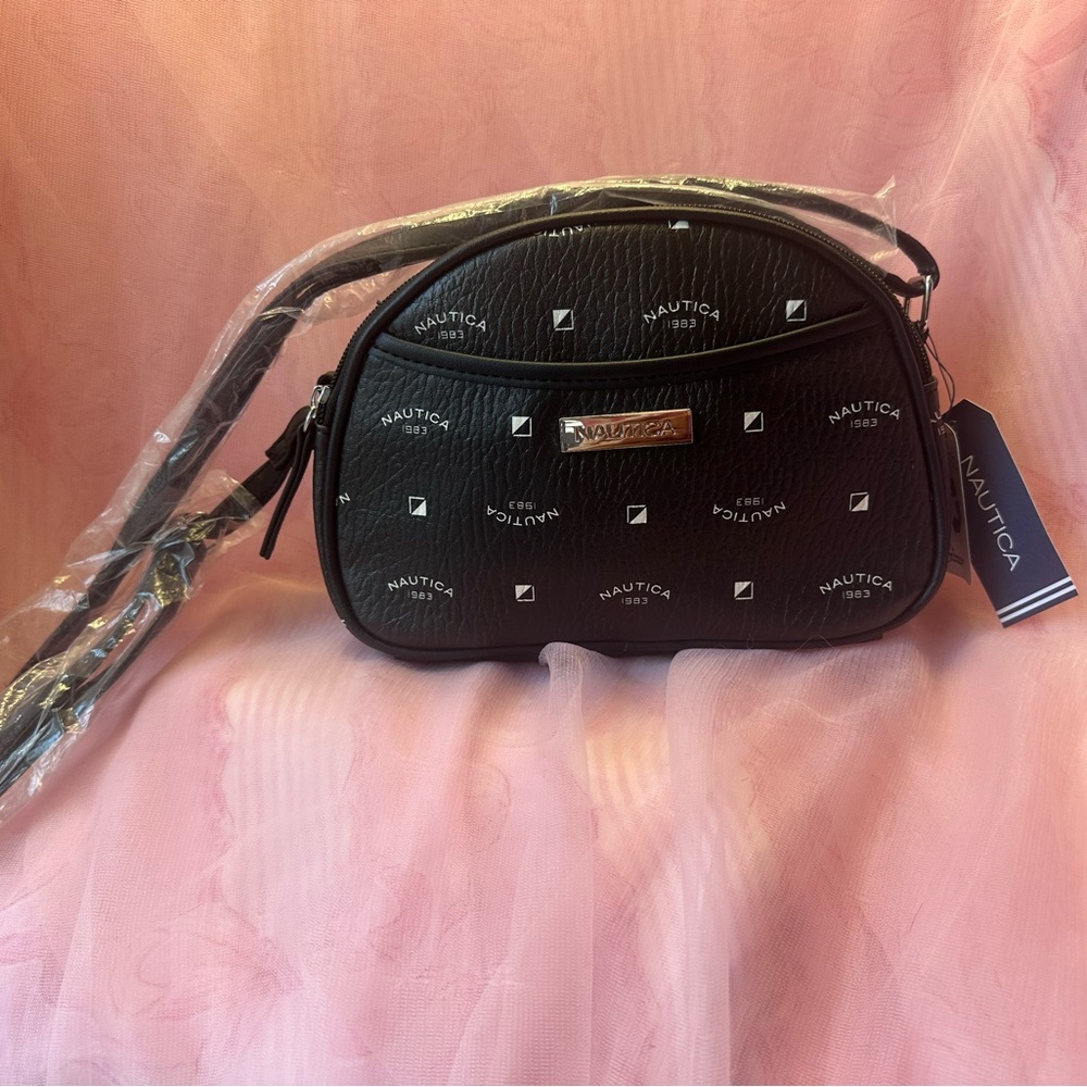 Nautica Black Compact Crossbody Bag with White Design. Brand New!!!!!